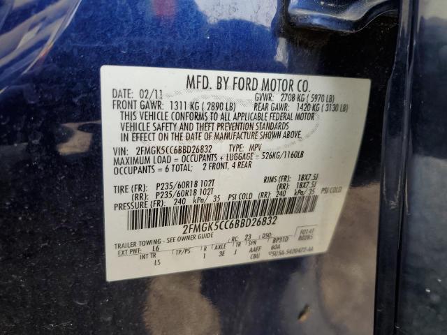 Photo 10 from auction – 2011 FORD FLEX SEL with VIN 2FMGK5CC6BBD26832