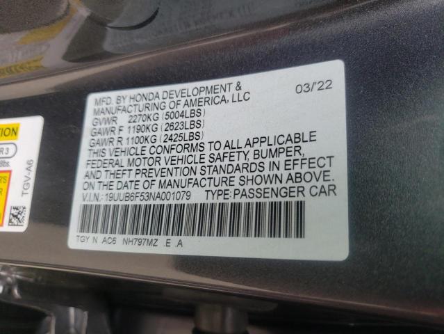 Photo 10 from auction – 2022 ACURA TLX TECH A with VIN 19UUB6F53NA001079