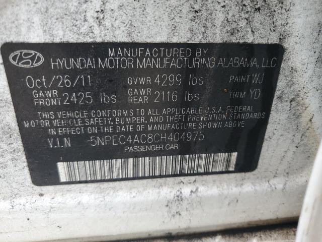 Photo 10 from auction – 2012 HYUNDAI SONATA SE with VIN 5NPEC4AC8CH404975