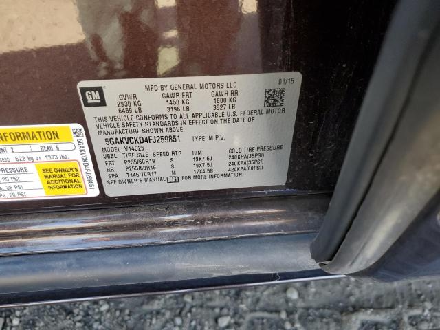 Photo 10 from auction – 2015 BUICK ENCLAVE with VIN 5GAKVCKD4FJ259851
