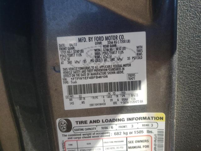 Photo 10 from auction – 2011 FORD F150 SUPER with VIN 1FTFW1EF4BFB46106