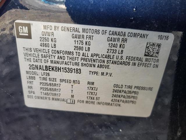 Photo 10 from auction – 2017 CHEVROLET EQUINOX LS with VIN 2GNALBEK8H1539183
