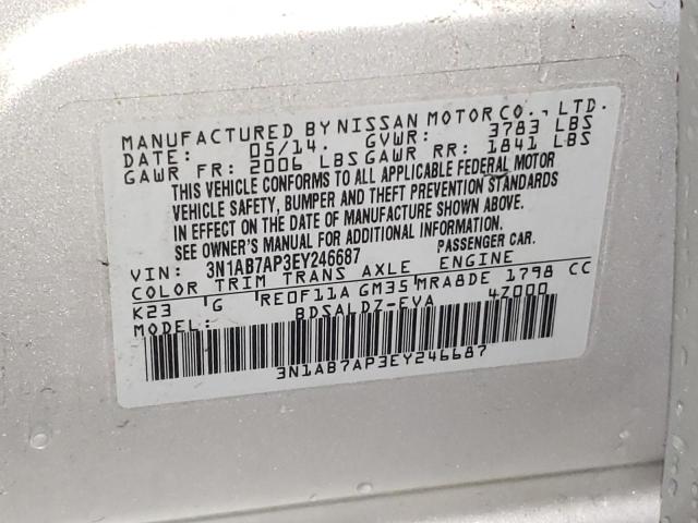 Photo 10 from auction – 2014 NISSAN SENTRA S with VIN 3N1AB7AP3EY246687