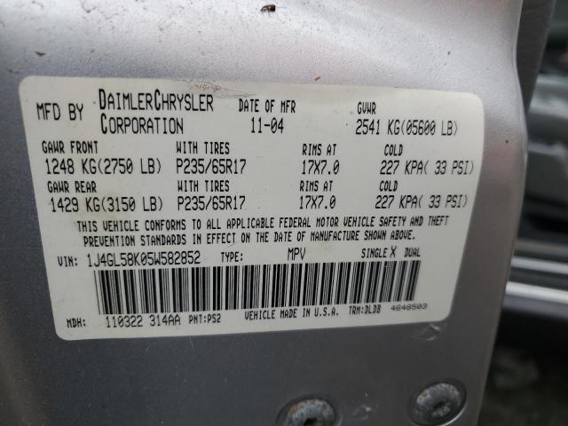 Photo 10 from auction – 2005 JEEP LIBERTY LI with VIN 1J4GL58K05W582852