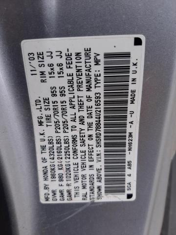 Photo 10 from auction – 2004 HONDA CR-V EX with VIN SHSRD78844U216593