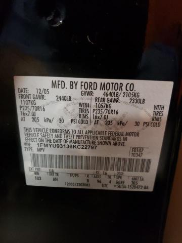 Photo 10 from auction – 2006 FORD ESCAPE XLT with VIN 1FMYU93136KC22797