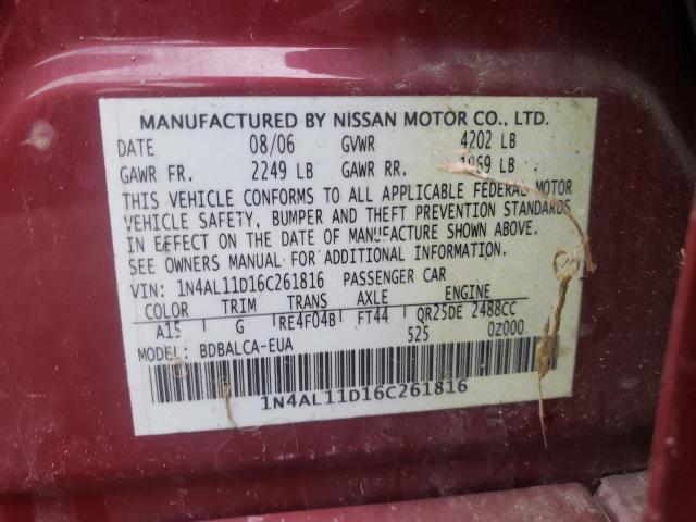 Photo 10 from auction – 2006 NISSAN ALTIMA S with VIN 1N4AL11D16C261816