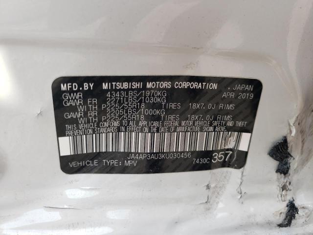 Photo 10 from auction – 2019 MITSUBISHI OUTLANDER with VIN JA4AP3AU3KU030456
