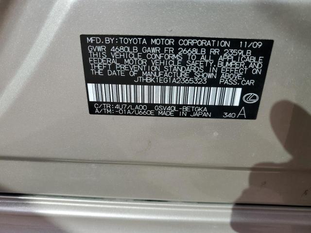 Photo 10 from auction – 2010 LEXUS ES 350 with VIN JTHBK1EG1A2365323