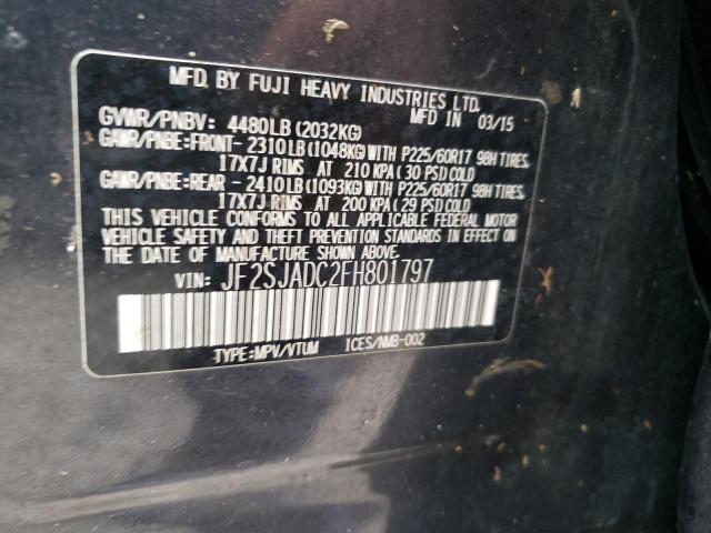 Photo 10 from auction – 2015 SUBARU FORESTER 2 with VIN JF2SJADC2FH801797