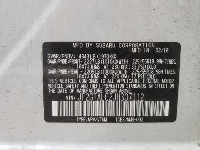 Photo 10 from auction – 2018 SUBARU CROSSTREK with VIN JF2GTALC2JH307112