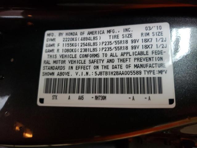 Photo 10 from auction – 2010 ACURA RDX with VIN 5J8TB1H28AA005589
