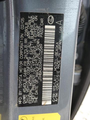 Photo 10 from auction – 2005 LEXUS ES 330 with VIN JTHBA30G455102589