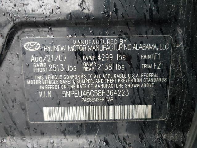 Photo 10 from auction – 2008 HYUNDAI SONATA SE with VIN 5NPEU46C58H364223