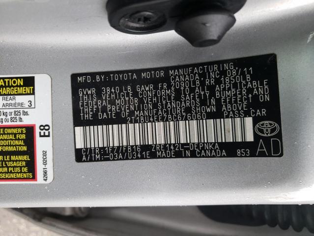 Photo 10 from auction – 2011 TOYOTA COROLLA BA with VIN 2T1BU4EE7BC676060