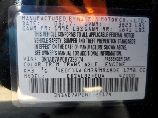 Photo 10 from auction – 2017 NISSAN SENTRA S with VIN 3N1AB7AP0HY329174