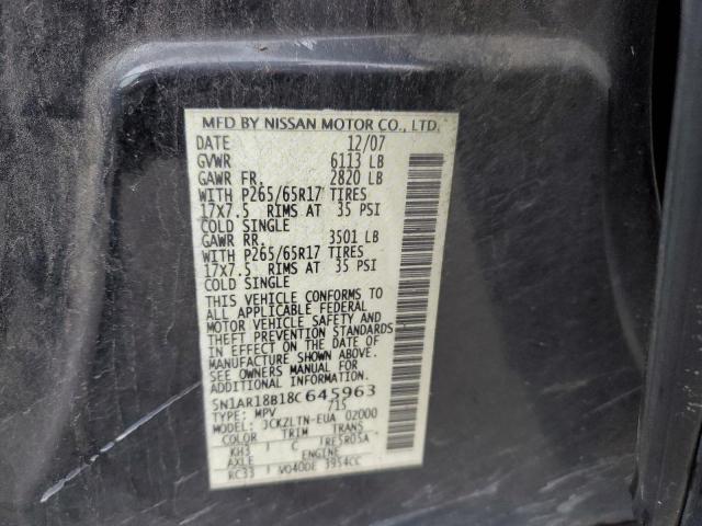 Photo 10 from auction – 2008 NISSAN PATHFINDER with VIN 5N1AR18B18C645963