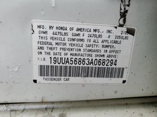 Photo 10 from auction – 2003 ACURA 3.2TL TYPE with VIN 19UUA56863A068294
