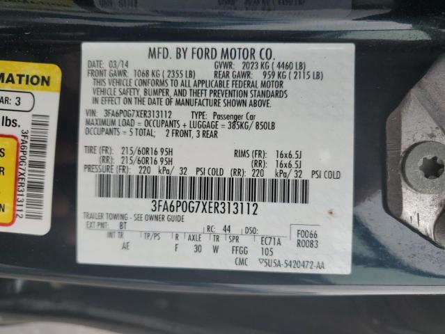 Photo 10 from auction – 2014 FORD FUSION S with VIN 3FA6P0G7XER313112
