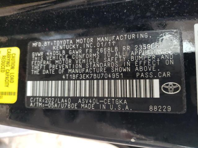 Photo 10 from auction – 2011 TOYOTA CAMRY BASE with VIN 4T1BF3EK7BU704951