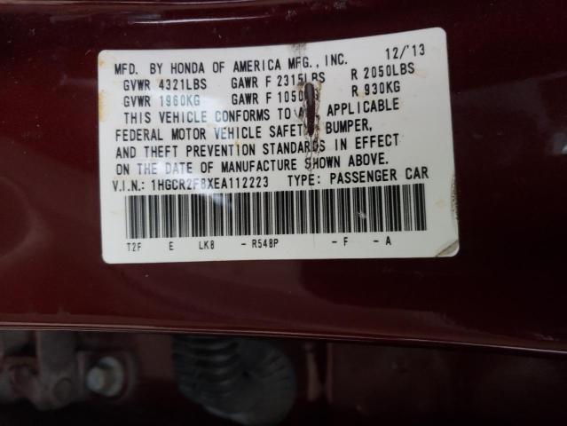 Photo 10 from auction – 2014 HONDA ACCORD EXL with VIN 1HGCR2F8XEA112223
