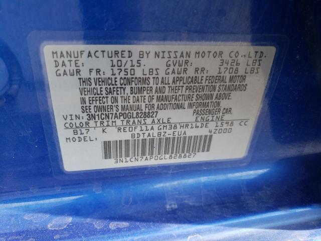 Photo 10 from auction – 2016 NISSAN VERSA S with VIN 3N1CN7AP0GL828827