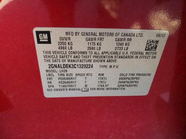 Photo 10 from auction – 2012 CHEVROLET EQUINOX LT with VIN 2GNALDEK3C1329224