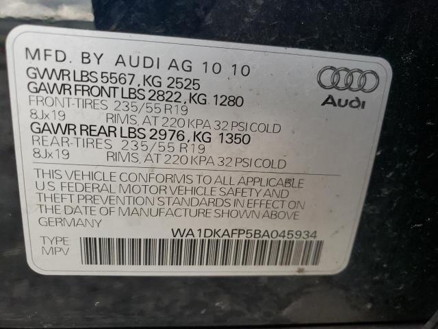 Photo 10 from auction – 2011 AUDI Q5 PREMIUM with VIN WA1DKAFP5BA045934