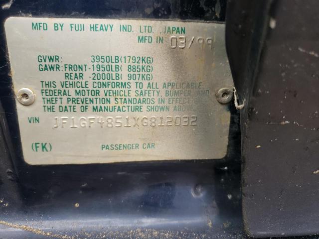 Photo 10 from auction – 1999 SUBARU UK with VIN JF1GF4851XG812032