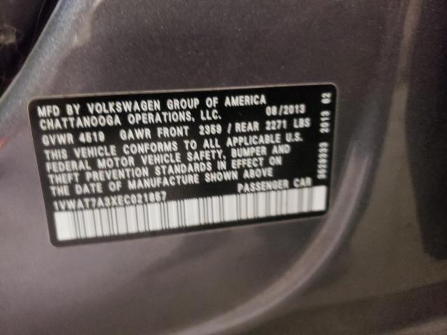 Photo 10 from auction – 2014 VOLKSWAGEN PASSAT S with VIN 1VWAT7A3XEC021857