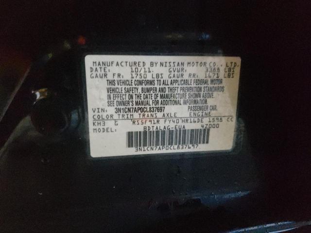Photo 10 from auction – 2012 NISSAN VERSA S with VIN 3N1CN7AP0CL837697