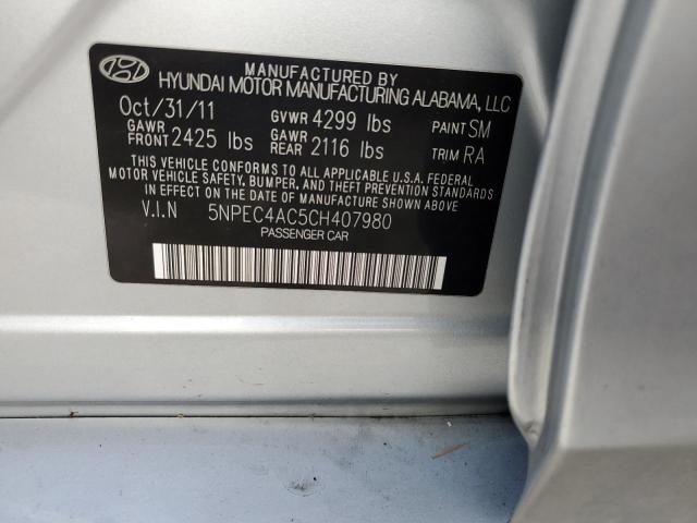 Photo 10 from auction – 2012 HYUNDAI SONATA SE with VIN 5NPEC4AC5CH407980