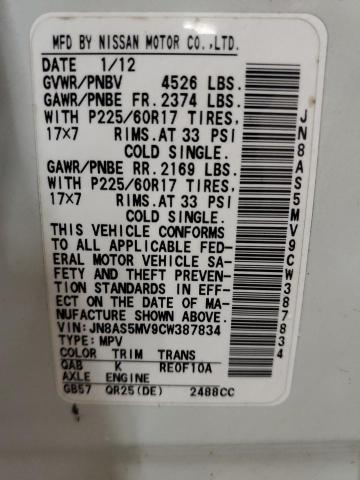 Photo 10 from auction – 2012 NISSAN ROGUE with VIN JN8AS5MV9CW387834