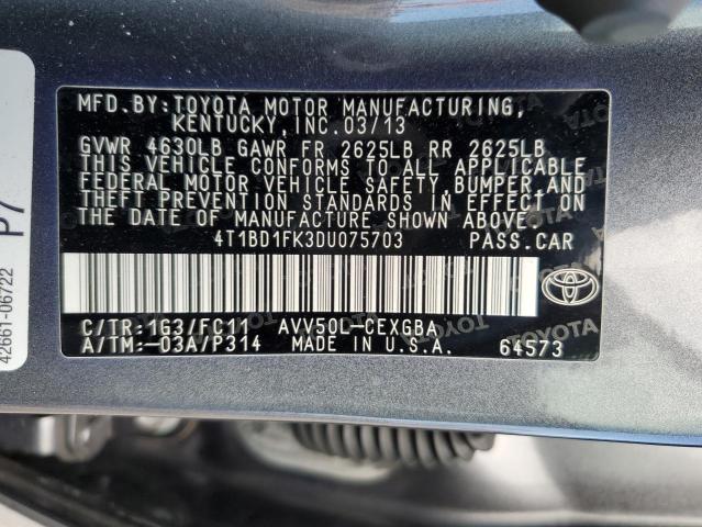 Photo 10 from auction – 2013 TOYOTA CAMRY HYBR with VIN 4T1BD1FK3DU075703
