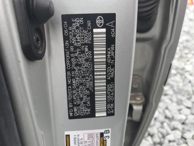 Photo 10 from auction – 2005 TOYOTA CAMRY LE with VIN JTDBE32K150311499