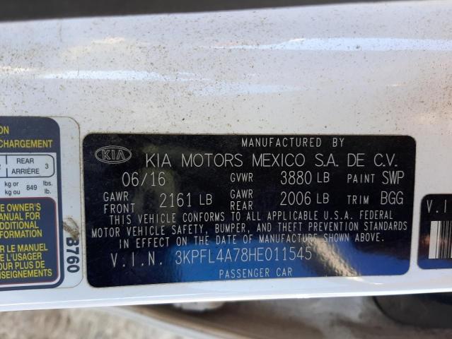 Photo 10 from auction – 2017 KIA FORTE LX with VIN 3KPFL4A78HE011545