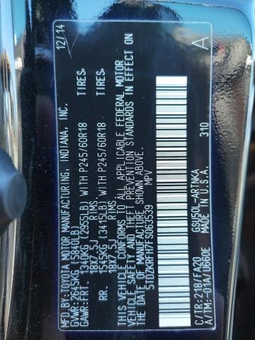 Photo 10 from auction – 2015 TOYOTA HIGHLANDER with VIN 5TDZKRFH7FS063539