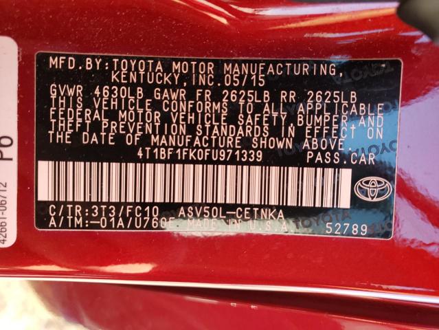 Photo 10 from auction – 2015 TOYOTA CAMRY LE with VIN 4T1BF1FK0FU971339