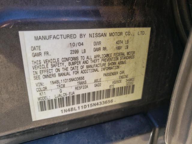 Photo 10 from auction – 2005 NISSAN ALTIMA SE with VIN 1N4BL11D15N433656