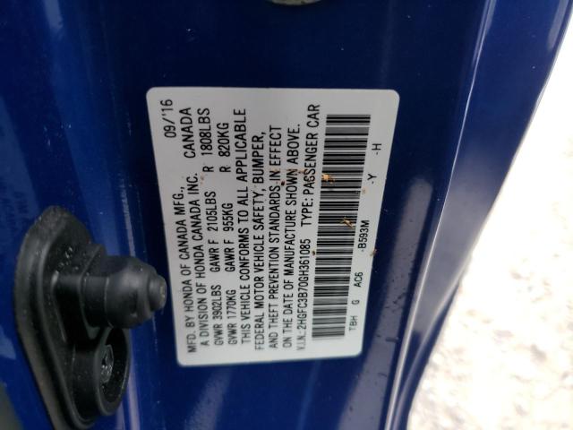Photo 10 from auction – 2016 HONDA CIVIC EXL with VIN 2HGFC3B70GH361085