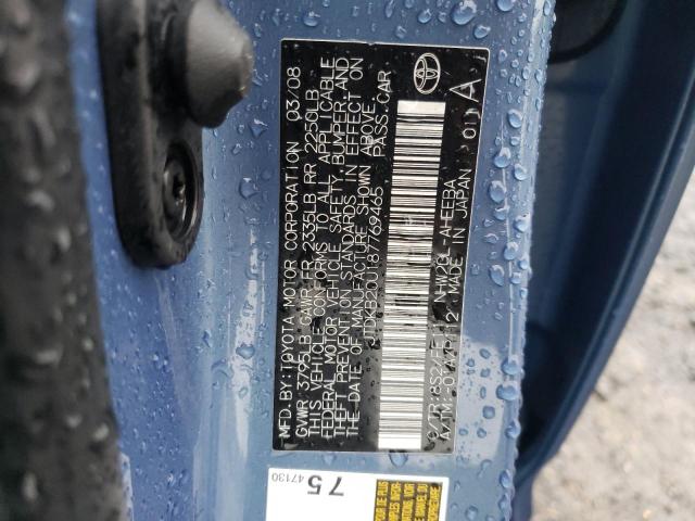 Photo 10 from auction – 2008 TOYOTA PRIUS with VIN JTDKB20U187769465