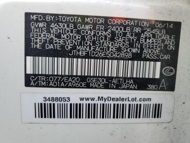 Photo 10 from auction – 2014 LEXUS IS 250 with VIN JTHBF1D26E5042898