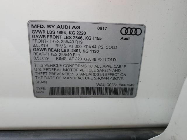 Photo 10 from auction – 2018 AUDI Q3 PREMIUM with VIN WA1JCCFS1JR007343