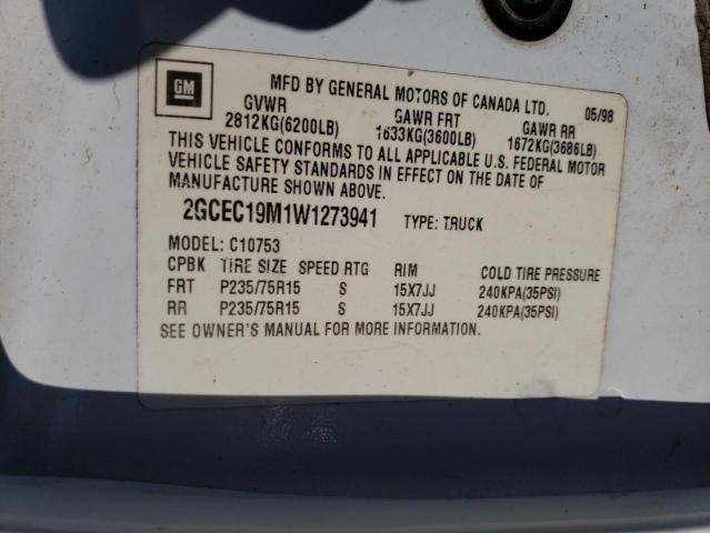 Photo 10 from auction – 1998 CHEVROLET GMT-400 C1 with VIN 2GCEC19M1W1273941