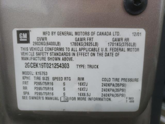 Photo 10 from auction – 2002 CHEVROLET silverado with VIN 2GCEK19T021254303