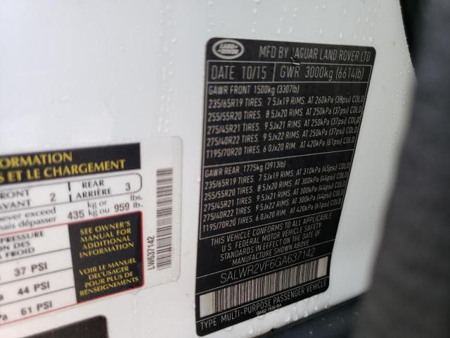 Photo 10 from auction – 2016 LAND ROVER RANGE ROVE with VIN SALWR2VF6GA637142