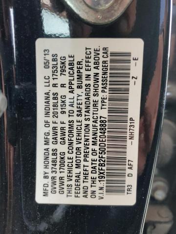 Photo 10 from auction – 2013 HONDA CIVIC LX with VIN 19XFB2F50DE048887