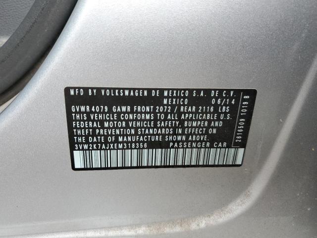 Photo 10 from auction – 2014 VOLKSWAGEN JETTA BASE with VIN 3VW2K7AJXEM318356