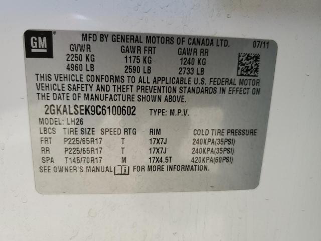 Photo 10 from auction – 2012 GMC TERRAIN SL with VIN 2GKALSEK9C6100602