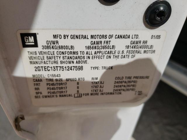 Photo 10 from auction – 2005 GMC NEW SIERRA with VIN 2GTEC13T751247598